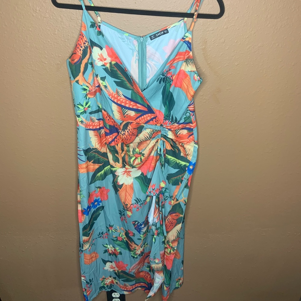Drawstring Front Ruffle Trim Cami Dress - Picture 7 of 7